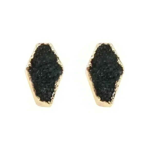 BLACK DRUZY EARRINGS - Picture 2 of 3
